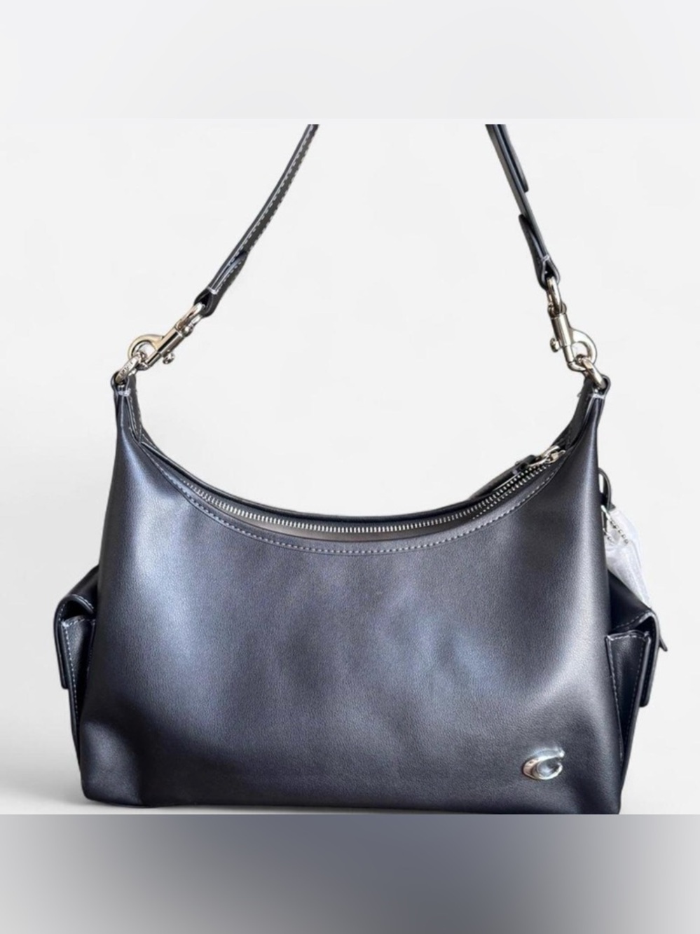 Coach Juliet Pocket 30 Black Shoulder Bag with Silver Hardware